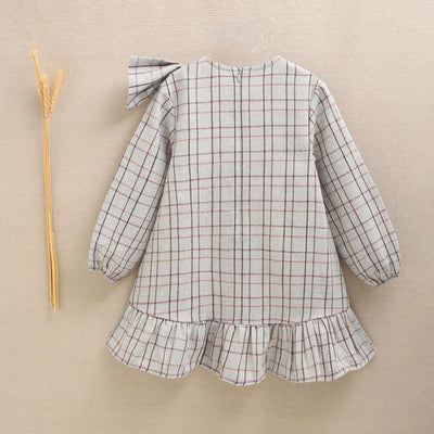 VESTIDO NIÑA GRIS CUADROS