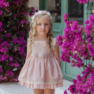 VESTIDO INFANTIL CEREMONIA ROSA PALO