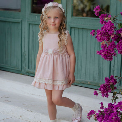 VESTIDO INFANTIL CEREMONIA ROSA PALO