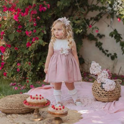 VESTIDO INFANTIL CEREMONIA PALO DE ROSA