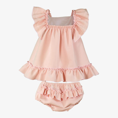 VESTIDO BEBE NIÑA ROSA SUAVE