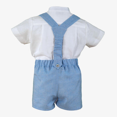 CONJUNTO BEBE NIÑO CELESTE TIRANTES