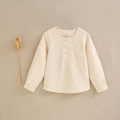 CAMISA DE NIÑO CUADROS VICHY VAINILLA