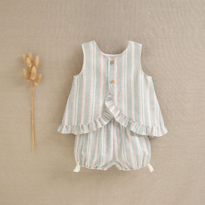 JESUSITO BEBÉ NIÑA DE RAYAS VERDES Y ROSAS