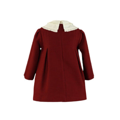 VESTIDO NIÑA MANGA LARGA GRANATE LAZO