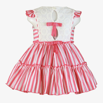 VESTIDO INFANTIL FRANJAS BLANCO Y ROSA