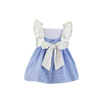 VESTIDO PARA NIÑA AZUL CON VOLANTES