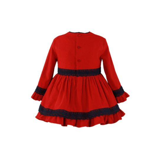 VESTIDO NIÑA MANGA LARGA ROJO MARINO