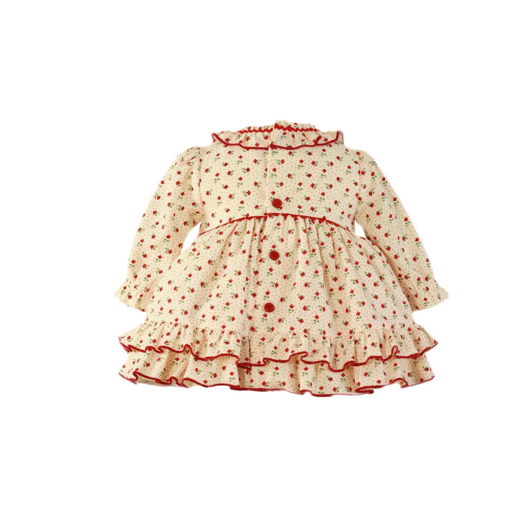 VESTIDO BEBE FLORECITAS ROJO