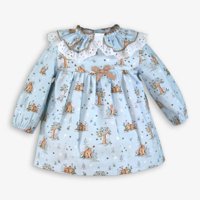 VESTIDO BEBE AZUL CELESTE OSO