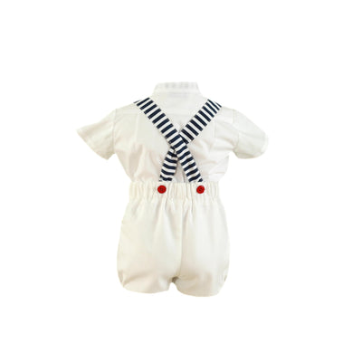 CONJUNTO PARA BEBÉ CON CAMISA Y PETO BLANCO