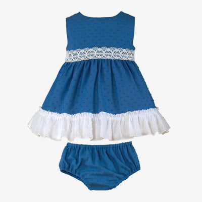 VESTIDO BEBE AZUL OSCURO LISO