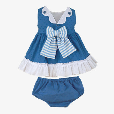 VESTIDO BEBE AZUL OSCURO LISO