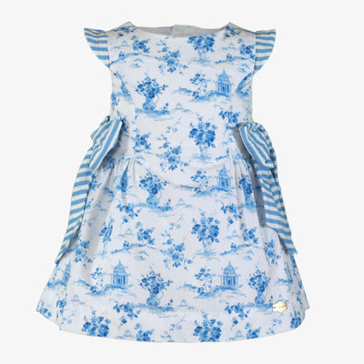 VESTIDO INFANTIL ESTAMPADO VINTAGE CELESTE