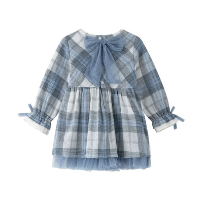 VESTIDO BEBE CUADROS AZUL TUL