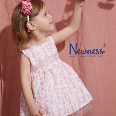 VESTIDO CON BRAGUITA EN TONOS ROSAS Y BLANCO CON DETALLES DE TULL