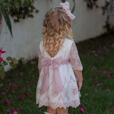 VESTIDO INFANTIL CEREMONIA TUL BORDADO IVORY