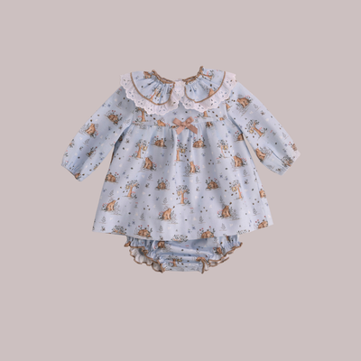 VESTIDO BEBE AZUL CELESTE OSO