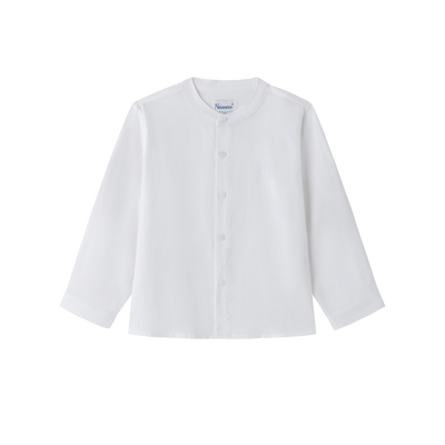 CAMISA DE VESTIR CON CUELLO MAO, MANGA LARGA, EN TEJIDO DE LINO