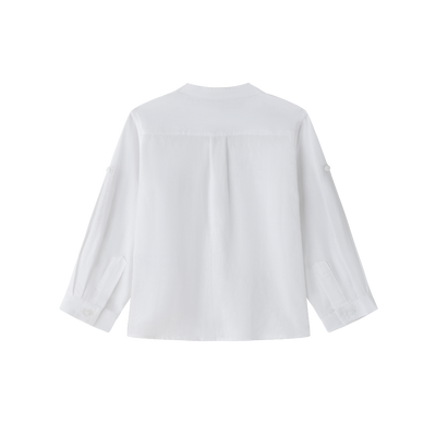 CAMISA DE VESTIR CON CUELLO MAO, MANGA LARGA, EN TEJIDO DE LINO