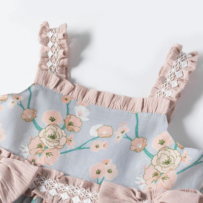 VESTIDO NIÑA VERDE CON FLORES MAQUILLAJE