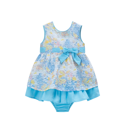 VESTIDO BEBE AZUL TURQUESA CON FLORES