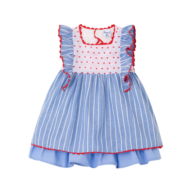 VESTIDO BEBE AZUL RAYAS BLANCAS