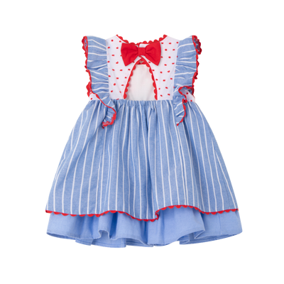 VESTIDO BEBE AZUL RAYAS BLANCAS