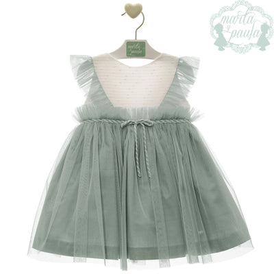VESTIDO INFANTIL FLAUTA VERDE EMPOLVADO - Menta Moda Infantil