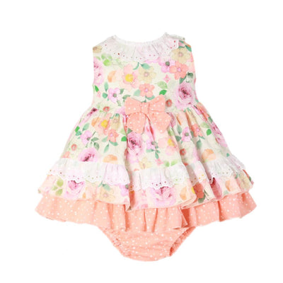 VESTIDO BEBÉ NIÑA FLORAL Y CORAL - Menta Moda Infantil