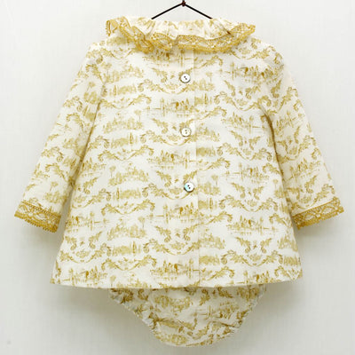 VESTIDO Y BRAGUITA BEBÉ NIÑA EN TOILE DE JOUY - Menta Moda Infantil