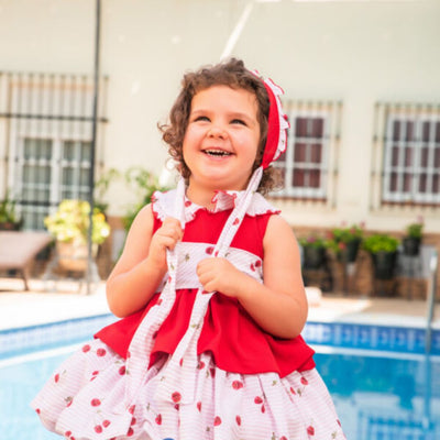 VESTIDO BEBE ROJO CEREZAS - Menta Moda Infantil