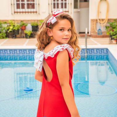 VESTIDO RECTO ROJO CEREZAS - Menta Moda Infantil