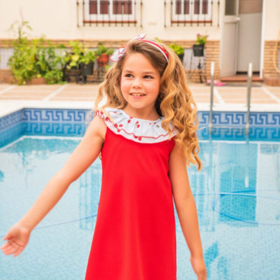 VESTIDO RECTO ROJO CEREZAS - Menta Moda Infantil
