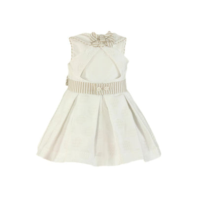 VESTIDO BLANCO CON FAJIN DE LINEAS