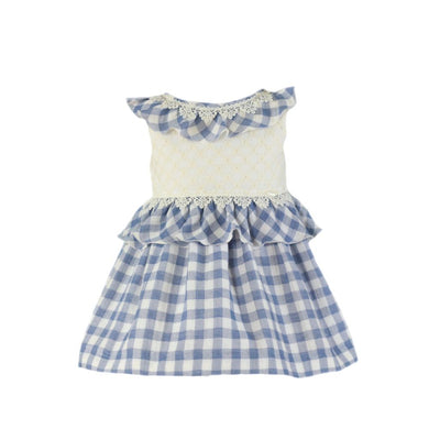 VESTIDO CUADROS AZUL Y IVORY