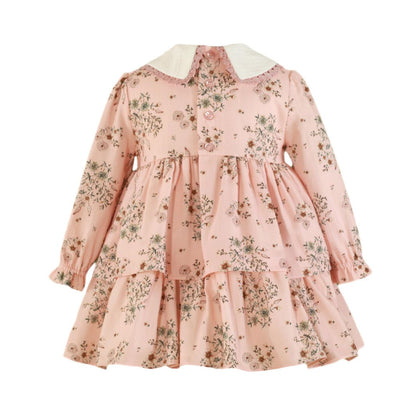 VESTIDO MANGA LARGA NINA ROSA ESTAMPADO FLORAL CORTE SUELTO - Menta Moda Infantil