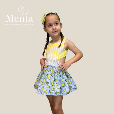 VESTIDO CUERPO RAYAS AMARILLAS Y CUERPO LIMONES