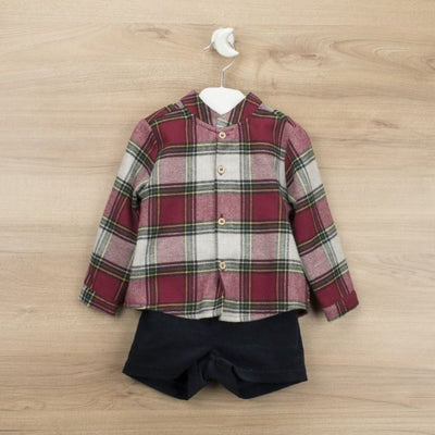 CONJUNTO PANTALÓN CORTO Y CAMISA CUELLO MAO CELEBRATE - Menta Moda Infantil