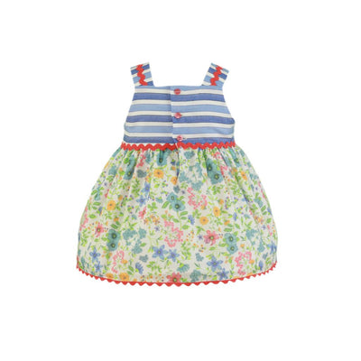 VESTIDO AZUL Y FALDA FLORAL