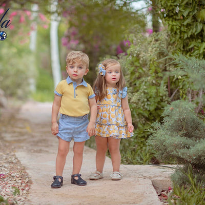 CONJUNTO BEBE AZUL Y AMARILLO