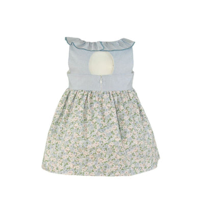 VESTIDO SIN MAGAS FLORAL CELESTE