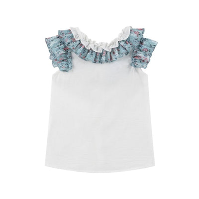 CONJUNTO NIÑA ESTAMPADO FLORES PLISADO - Menta Moda Infantil