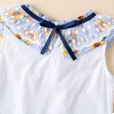 CONJUNTO NIÑA AZUL Y GIRASOLES - Menta Moda Infantil