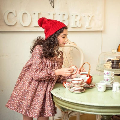 VESTIDO NINA MANGA LARGA ESTAMPADO FLORES FAMILIA FANTASIA - Menta Moda Infantil