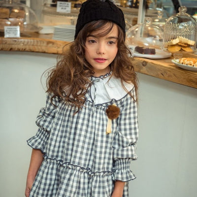 VESTIDO NINA MANGA LARGA CUADROS VICHY FAMILIA VIDA - Menta Moda Infantil