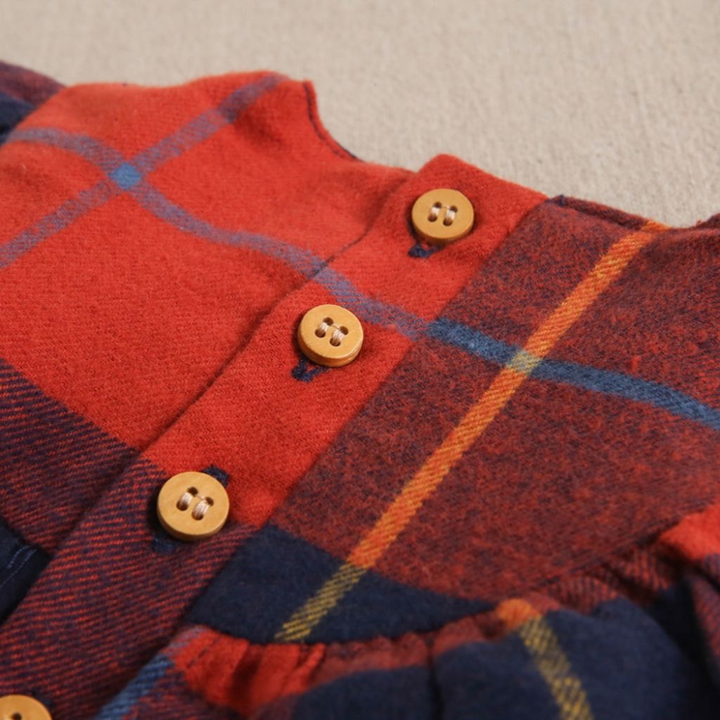 VESTIDO BEBE TARTAN POMPON