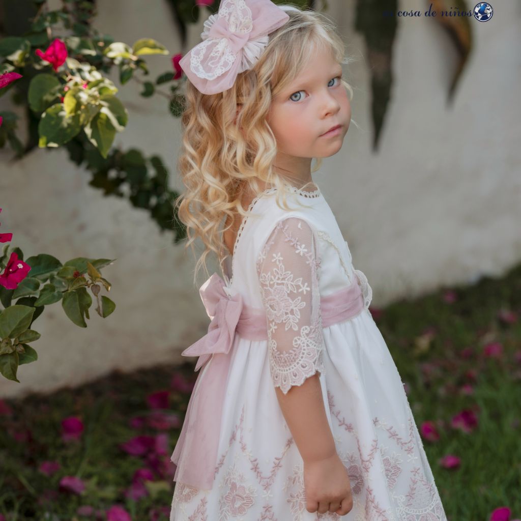 VESTIDO INFANTIL CEREMONIA TUL BORDADO IVORY
