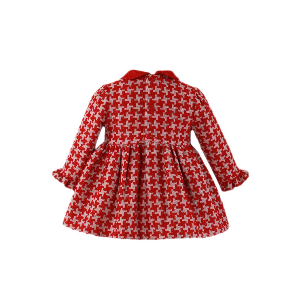 VESTIDO BEBE ROJO PATA DE GALLO