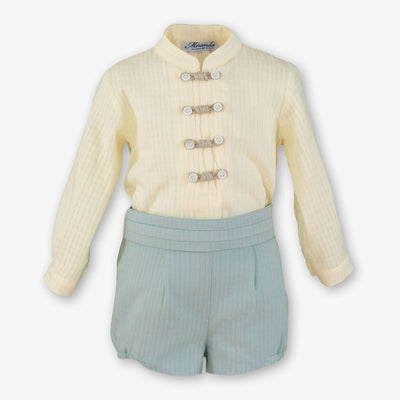 CONJUNTO BEBE NINO VERDE MENTA Y CRUDO